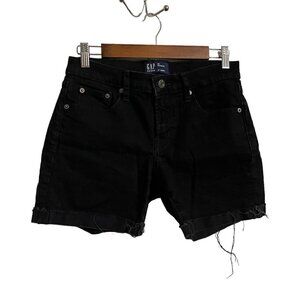 GAP Denim Womens Black Cut Off Cuffed Mid Rise 5 Inch Jean Shorts Size 26